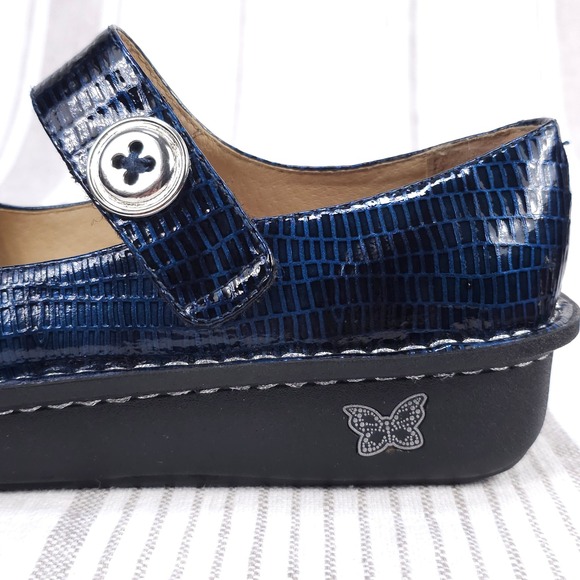Alegria Paloma Mary Jane Flats Womens EU 38 US 7.5-8 Blue Leather Comfort Ergo - Picture 6 of 12